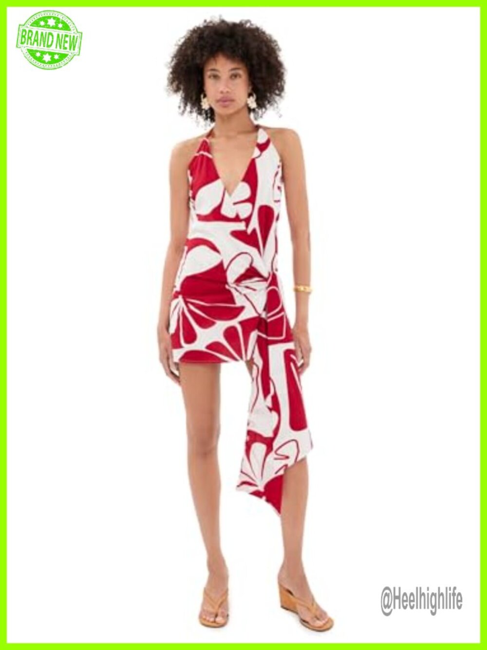 Seven Wonders Women's Sahara Halter Mini Dress Floral Lightweight Slubbed Weave